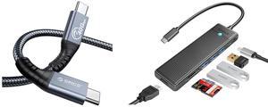 ORICO Cable Compatible with Thunderbolt 4 Cable 40Gbps USB C to USB C Cable Support 100W Charging/Display 8K@ 60Hz for USB-C MacBooks,iPad Pro, Thunderbolt 4/3 Hub, Docking-Dark Grey  0.98 Ft ORICO Laptop USB C Docking Station, 7 in 1 Multi