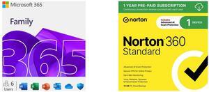 Microsoft 365 Family | 12-Month Subscription, up to 6 people | Premium Office Apps - now with Copilot | 1TB OneDrive cloud storage | PC/Mac Download NEWEGG EXCLUSIVE Norton 360 Standard 2025, Antivirus software for 1 Device with Auto-Renewa