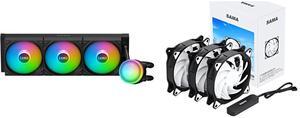 SAMA L60 Black CPU Liquid Cooler, 240mm AIO Cooler 4pin PWM Quiet Fans - FDB Bearings ARGB Water Cooling, CPU Cooler Compatible LGA 1366/115X/2011/1200/1700 and AM4 AM5SAMA L40 Black CPU Liquid Cooler SAMA SF200 3 in 1 Case Fans with Fan Hu