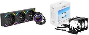 SAMA Q60 Black CPU Liquid Cooler, 360MM Liquid Water Cooling with 2.8" LCD Display & XT120 Modular Fans LCP Blade for Enhanced Cooling and Noise Reduction, Compatible 115X, 2011, 1200, 1700, AM4, AM5 SAMA SF100 3 in1 Case Fans 120mm 12V 3Pi