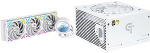 SAMA Q60 White CPU Liquid Cooler, 360MM Liquid Water Cooling with 2.8" LCD Display & XT120 Modular Fans LCP Blade for Enhanced Cooling and Noise Reduction, Compatible 115X, 2011, 1200, 1700, AM4, AM5 SAMA GT750WH White 80 PLUS Gold Fully Mo