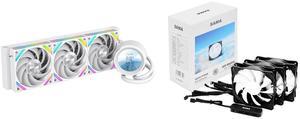 SAMA Q60 White CPU Liquid Cooler, 360MM Liquid Water Cooling with 2.8" LCD Display & XT120 Modular Fans LCP Blade for Enhanced Cooling and Noise Reduction, Compatible 115X, 2011, 1200, 1700, AM4, AM5 SAMA SF100 3 in1 Case Fans 120mm 12V 3Pi