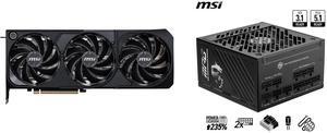 MSI SHADOW GeForce RTX 5080 Graphics Card RTX 5080 16G SHADOW 3X OC MSI - MPG A1250GS PCIE5, 80+ Gold Full Modular Gaming PSU, Dual 12V-2x6 Cables, 5090 5080 ATX 3.1 & PCIe 5.1 Ready. Embossed Jacket Cables. 1250W Power Supply, 10 Year Warr