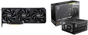 MSI SHADOW GeForce RTX 5080 16GB GDDR7 PCI Express 5.0 Graphics Card RTX 5080 16G SHADOW 3X OC MSI - MAG A1000GL PCIE 5, 80 GOLD Fully Modular Gaming PSU, 12V-2×6 Cable, ATX 3.1 & PCIE 5.1 Ready, 1000W Power Supply, 10 Year Warranty