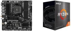 MSI PRO B550M PRO-VDH WIFI AM4 Micro ATX AMD Motherboard AMD Ryzen 5 5500 - Ryzen 5 5000 Series Cezanne (Zen 3) 6-Core 3.6 GHz Socket AM4 65W None Integrated Graphics Desktop Processor - 100-100000457BOX