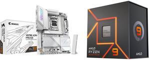 GIGABYTE X870E AORUS PRO ICE AM5 LGA 1718, ATX, DDR5, 4x M.2, PCIe 5.0, USB4, Wi-Fi 7, 2.5GbE LAN, EZ-Latch, 5-Year Warranty AMD Ryzen 9 7900X - Zen 4 12-Core 4.7 GHz - Socket AM5 - 170W Desktop Processor (100-100000589WOF)