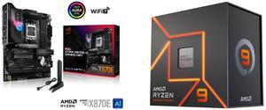 ASUS ROG STRIX X870E-E GAMING WIFI AMD AM5 X870 ATX motherboard 18+2+2 power stages, Dynamic OC Switcher, Core Flex, DDR5 AEMP, WiFi 7, 5x M.2, PCIe 5.0, Q-Release Slim, USB4, AI OCing & Networking AMD Ryzen 9 7900X - Zen 4 12-Core 4.7 GHz