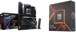 GIGABYTE B850 AORUS ELITE WIFI7 AMD AM5 LGA 1718 Motherboard, ATX, DDR5, 3x M.2, PCIe 5.0, USB-C, WIFI7, 2.5GbE LAN, EZ-Latch 5-Year Warranty AMD Ryzen 5 7600X - Zen 4 6-Core 4.7 GHz - Socket AM5 - 105W Desktop Processor (100-100000593WOF)