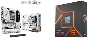 ASRock X870 STEEL LEGEND WIFI AM5 ATX Motherboard AMD Ryzen 5 7600X - Zen 4 6-Core 4.7 GHz - Socket AM5 - 105W Desktop Processor (100-100000593WOF)