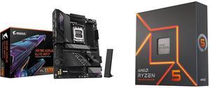 GIGABYTE X870E AORUS ELITE WIFI7 AM5 LGA 1718, ATX, DDR5, 4x M.2, PCIe 5.0, USB4, Wi-Fi 7, 2.5GbE LAN, EZ-Latch, 5-Year Warranty AMD Ryzen 5 7600X - Zen 4 6-Core 4.7 GHz - Socket AM5 - 105W Desktop Processor (100-100000593WOF)