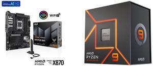 ASUS TUF GAMING X870-PLUS WIFI AMD AM5 X870 ATX motherboard, 16+2+1, 80A SPS power stages, DDR5, PCIe 5.0 Ready, four M.2 slots, Wi-Fi 7, 2.5Gb LAN, HDMI, USB4 40Gbps, SATA 6 Gbps, USB 20Gbps Type-C AMD Ryzen 9 7900X - Zen 4 12-Core 4.7 GHz