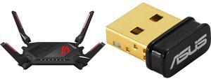 ASUS ROG Rapture GT-AX6000 Wireless Router ASUS USB-BT500 USB 2.0 Bluetooth 5.0 USB Adapter with Ultra small Design, Backward compatible with Bluetooth 2.1/3.x/4.x