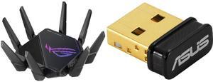 ASUS ROG Rapture GT-AX11000 Pro Tri-Band WiFi 6 gaming router ASUS USB-BT500 USB 2.0 Bluetooth 5.0 USB Adapter with Ultra small Design, Backward compatible with Bluetooth 2.1/3.x/4.x