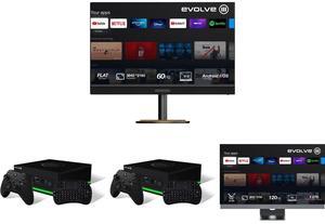 Evolve III X4 VA 31.5" UHD 60Hz Android Smart TV - Black X4-32E2U 2 x Evolve III XStream Cloud Gaming PC Console Evolve III X10 OLED 48" UHD 120Hz Gaming Monitor - Gray X10-48A8V