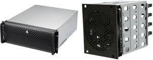 Rosewill 4U Server Chassis Rackmount Case | 8 3.5" HDD Bays, 3 5.25" Devices | ATX, CEB Compatible | 2 Front 120mm Fans, 2 Rear 80mm Fans | 2x USB 3.0 | Front Panel Lock | Silver/Black - RSV-R4000U Rosewill RSV-Cage for 4 x 3.5" HDDs -Add-O