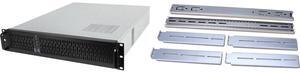 Rosewill 2U Server Chassis Rackmount Case, 4x 3.5" Bays, 2x 2.5" Devices, ATX Compatible, Up to 4x 80mm Fans, 2x USB 3.0, Silver/Black - RSV-Z2850U Rosewill Sliding Chassis Rail Kit for 2U to 5U Chassis (Adjustable 20" to 33.5" Depth) 3-Sec