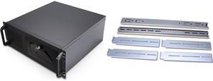 Rosewill 4U Server Chassis Rackmount Case | 7 3.5" Bays, 2 5.25" Devices| ATX, CEB Compatible | 1 120mm PWM Fan, 2 80mm PWM Fans | 2x USB 3.0 | Front Panel Lock and Key | Silver/Black - RSV-R4100U Rosewill Sliding Chassis Rail Kit for 2U to