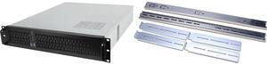 Rosewill 2U Server Chassis Rackmount Case, 4x 3.5" Bays, 2x 2.5" Devices, ATX Compatible, Up to 4x 80mm Fans, 2x USB 3.0, Silver/Black - RSV-Z2850U Rosewill Sliding Chassis Rail Kit for 2U to 5U Chassis (Adjustable 26" to 39.4" Depth) 3-Sec
