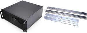 Rosewill 4U Server Chassis Rackmount Case | 7 3.5" Bays, 2 5.25" Devices| ATX, CEB Compatible | 1 120mm PWM Fan, 2 80mm PWM Fans | 2x USB 3.0 | Front Panel Lock and Key | Silver/Black - RSV-R4100U Rosewill Sliding Chassis Rail Kit for 2U to