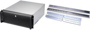 Rosewill 4U Server Chassis Rackmount Case | 8 3.5" HDD Bays, 3 5.25" Devices | ATX, CEB Compatible | 2 Front 120mm Fans, 2 Rear 80mm Fans | 2x USB 3.0 | Front Panel Lock | Silver/Black - RSV-R4000U Rosewill Sliding Chassis Rail Kit for 2U t