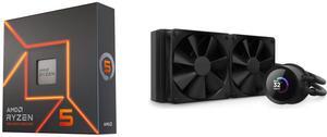 CPU Cooler Combo -  CPU AMD|RYZEN 5 7600X 38M R with NZXT Kraken 240mm - RL-KN240-B1 – AIO CPU Liquid Cooler