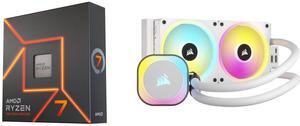 CPU Cooler Combo -  CPU AMD|RYZEN 7 7700X 40M with CORSAIR iCUE LINK H100i RGB Liquid CPU Cooler