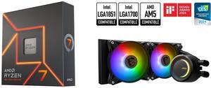 CPU Cooler Combo -  CPU AMD|RYZEN 7 7700X 40M with MSI MAG Core Liquid E240 Black - AIO ARGB CPU Liquid Cooler