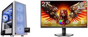 ABS Eurus Ruby Gaming PC - Windows 11 - AMD Ryzen 7 9800X3D - GeForce RTX 5070 Ti - DLSS 4 - AI-Powered Performance - 32GB DDR5 6000MHz - 2TB M.2 NVMe SSD - ER9800X3D5070TI3 ABS 27" 180 Hz Fast IPS QHD Gaming Monitor DCI-P3 95% GQ271NE
