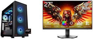 ABS Eurus Ruby Gaming PC - Windows 11 - AMD Ryzen 7 9800X3D - GeForce RTX 5080 - DLSS 4 - AI-Powered Performance - 32GB DDR5 6400MHz - 2TB M.2 NVMe SSD - ER9800X3D50805 ABS 27" 180 Hz Fast IPS QHD Gaming Monitor DCI-P3 95% GQ271NE