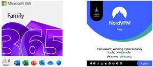 Microsoft 365 Family | 12-Month Subscription, up to 6 people | Premium Office Apps - now with Copilot | 1TB OneDrive cloud storage | PC/Mac Download NordVPN Plus Bundle [NordVPN+NordPass] 10 Devices / 1-Year Download