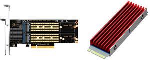 GLOTRENDS PA21 Dual M.2 NVMe to PCIe X8 4.0 Adapter Card without PCIe Bifurcation Function, Support 22110/2280/2260/2242/2230 Size GLOTRENDS M.2 Heatsink for 2280 M.2 SSD, Fit for PC/PS5/PS5 Slim Installation, 22x70x6mm Aluminum Body, Inclu