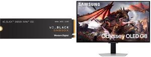 WD_BLACK 1TB SN850X NVMe Internal Gaming SSD Solid State Drive - Gen4 PCIe, M.2 2280, Up to 7,300 MB/s - WDS100T2X0E Samsung 32" Odyssey G8 4K OLED  UHD 240Hz 0.03ms Smart Gaming Monitor Glare Free, G-Sync compatible with Sleek Metal Design
