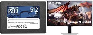 Patriot P210 2.5" 512GB SATA III TLC Internal Solid State Drive (SSD) P210S512G25 Samsung 32" Odyssey G8 4K OLED  UHD 240Hz 0.03ms Smart Gaming Monitor Glare Free, G-Sync compatible with Sleek Metal Design -  LS32DG802SNXZA