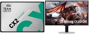 Team Group CX2 2.5" 512GB SATA III 3D NAND Internal Solid State Drive (SSD) T253X6512G0C101 Samsung 32" Odyssey G8 4K OLED  UHD 240Hz 0.03ms Smart Gaming Monitor Glare Free, G-Sync compatible with Sleek Metal Design -  LS32DG802SNXZA