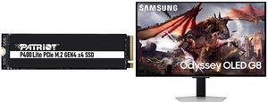 Patriot P400 Lite M.2 PCIe Gen 4 x4 500GB SSD, Solid State Drive - P400LP500GM28H Up to 3,500MB/s Samsung 32" Odyssey G8 4K OLED  UHD 240Hz 0.03ms Smart Gaming Monitor Glare Free, G-Sync compatible with Sleek Metal Design -  LS32DG802SNXZA
