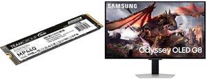 TEAMGROUP MP44Q 1TB PCIe Gen4 x4 M.2 2280 SSD Laptop & Desktop & NUC & NAS compatible, Speed up to 7400MB/s (TM8FFD001T0C101) Samsung 32" Odyssey G8 4K OLED  UHD 240Hz 0.03ms Smart Gaming Monitor Glare Free, G-Sync compatible with Sleek Met