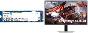 Kingston NV3 M.2 2280 1TB PCIe 4.0 x4 NVMe Internal Solid State Drive (SSD) SNV3S/1000G  Up to 6000 MB/s Samsung 32" Odyssey G8 4K OLED  UHD 240Hz 0.03ms Smart Gaming Monitor Glare Free, G-Sync compatible with Sleek Metal Design -  LS32DG80