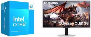 Intel Core i3-14100F - Core i3 14th Gen Raptor Lake 4-Core (4P+0E) LGA 1700 58W None Integrated Graphics Processor - BX8071514100F Samsung 32" Odyssey G8 4K OLED  UHD 240Hz 0.03ms Smart Gaming Monitor Glare Free, G-Sync compatible with Slee