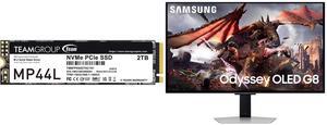 Team Group MP44L M.2 2280 2TB PCIe 4.0 x4 with NVMe 1.4 TM8FPK002T0C101 Samsung 32" Odyssey G8 4K OLED  UHD 240Hz 0.03ms Smart Gaming Monitor Glare Free, G-Sync compatible with Sleek Metal Design -  LS32DG802SNXZA