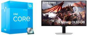 Intel Core i3-12100 - Core i3 12th Gen Alder Lake Quad-Core 3.3 GHz LGA 1700 Processor 60W Intel UHD Graphics 730 Desktop Processor - BX8071512100 Samsung 32" Odyssey G8 4K OLED  UHD 240Hz 0.03ms Smart Gaming Monitor Glare Free, G-Sync comp