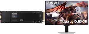 SAMSUNG 990 EVO SSD 2TB, PCIe Gen 4x4, Gen 5x2 M.2 2280 NVMe Internal Solid State Drive, Speeds Up to 5,000MB/s, Upgrade Storage for PC Computer, Laptop, MZ-V9E2T0B/AM, Black Samsung 32" Odyssey G8 4K OLED  UHD 240Hz 0.03ms Smart Gaming Mon