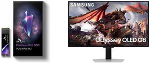 SK hynix Platinum P41 M2 SSD 2TB, M.2 2280 NVME PCIe Gen4.0 Internal SSD  l Up to 7,000MB/S l with 176-Layer NAND Flash Samsung 32" Odyssey G8 4K OLED  UHD 240Hz 0.03ms Smart Gaming Monitor Glare Free, G-Sync compatible with Sleek Metal Des