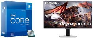 Intel Core i7-12700KF - Core i7 12th Gen Alder Lake 12-Core (8P+4E) 3.6 GHz LGA 1700 125W Desktop Processor - BX8071512700KF Samsung 32" Odyssey G8 4K OLED  UHD 240Hz 0.03ms Smart Gaming Monitor Glare Free, G-Sync compatible with Sleek Meta