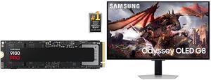 SAMSUNG SSD 9100 PRO 2TB, PCIe 5.0x4 M.2 2280, Seq. Read Speeds Up to 14,800MB/s, Best for AI Computing, Gaming, and Heavy Duty Workstations (MZ- VAP2T0B/AM) Samsung 32" Odyssey G8 4K OLED  UHD 240Hz 0.03ms Smart Gaming Monitor Glare Free,