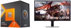 AMD Ryzen 7 7800X3D - Ryzen 7 7000 Series Zen 4 8-Core 4.2 GHz - Socket AM5 120W - AMD Radeon Graphics Desktop Processor - 100-100000910WOF Samsung 32" Odyssey G8 4K OLED  UHD 240Hz 0.03ms Smart Gaming Monitor Glare Free, G-Sync compatible