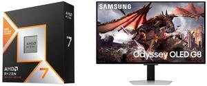 AMD Ryzen 7 9800X3D - Ryzen 7 9000 Series Zen 5 8-Core 5.2 GHz - Socket AM5 120W - AMD Radeon Graphics Desktop Processor - 100-100001084WOF Samsung 32" Odyssey G8 4K OLED  UHD 240Hz 0.03ms Smart Gaming Monitor Glare Free, G-Sync compatible