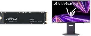 Crucial T705 1TB PCIe Gen5 NVMe M.2 SSD - Up to 13,600 MB/s - Game Ready - Internal Solid State Drive (PC) - +1mo Adobe CC - CT1000T705SSD3 LG UltraGear 27" 480 Hz OLED QHD Gaming Monitor 0.03ms FreeSync Premium & G-Sync Compatible 2560 x 1