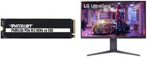 Patriot P400 Lite M.2 PCIe Gen 4 x4 500GB SSD, Solid State Drive - P400LP500GM28H Up to 3,500MB/s LG 32" 144 Hz VA UHD Gaming Monitor FreeSync Premium (AMD Adaptive Sync) DCI-P3 90% (CIE1976) UltraGear 32GQ750-B