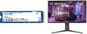 Kingston NV3 M.2 2280 1TB PCIe 4.0 x4 NVMe Internal Solid State Drive (SSD) SNV3S/1000G  Up to 6000 MB/s LG 32" 144 Hz VA UHD Gaming Monitor FreeSync Premium (AMD Adaptive Sync) DCI-P3 90% (CIE1976) UltraGear 32GQ750-B