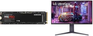SAMSUNG 990 PRO SSD 1TB PCIe 4.0 M.2 2280 Internal Solid State Hard Drive, Seq. Read Speeds Up to 7,450 MB/s for High End Computing, Gaming, and Heavy Duty Workstations, MZ-V9P1T0B/AM LG 32" 144 Hz VA UHD Gaming Monitor FreeSync Premium (AM